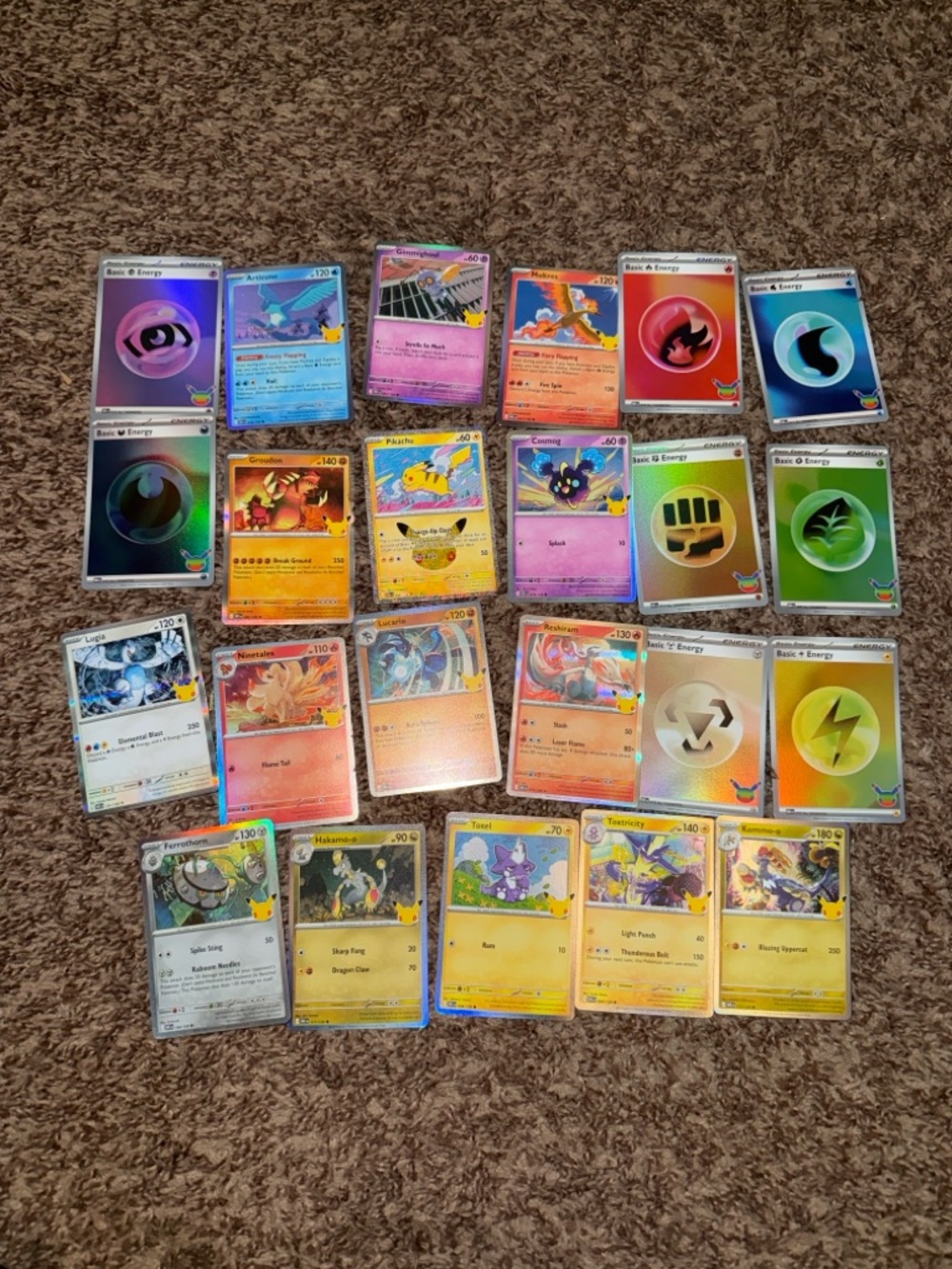 Pokemon 30th Celebration Holo Pikachu 042 + Bulk Card Lot of 22